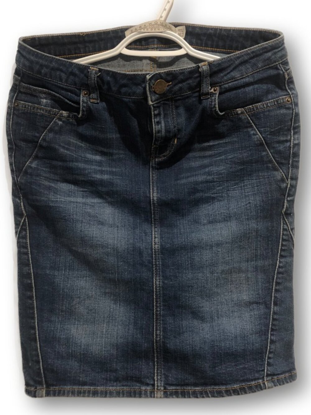Zara Woman Premium Aged Denim Pencil Skirt 6